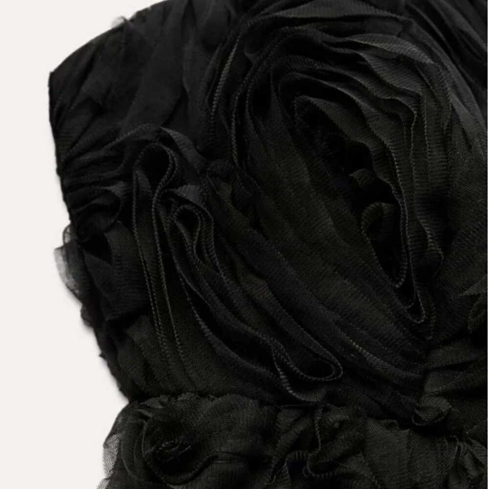 ZARA Black Floral Mini Dress S | Blogger Fav | Coquette Balletcore Party Glam - Picture 3 of 6